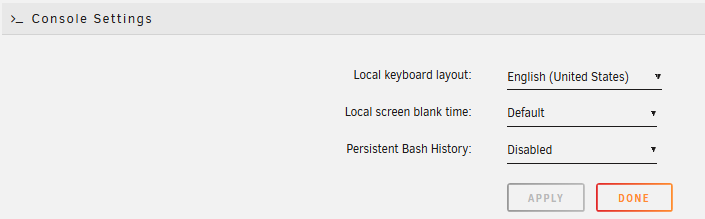 Console Settings